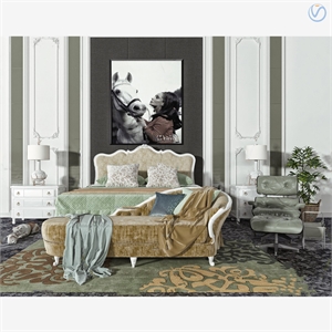 European light luxury double bed 3d model